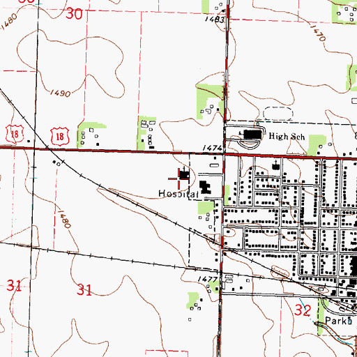 Topographic Map of Community Memorial Hospital Heliport, IA