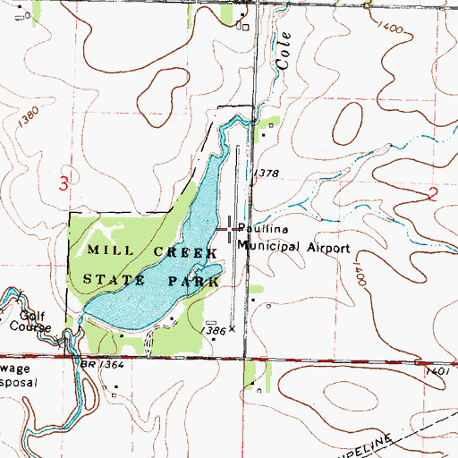 Topographic Map of Paullina Municipal Airport, IA