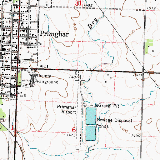 Topographic Map of Primghar Airport, IA
