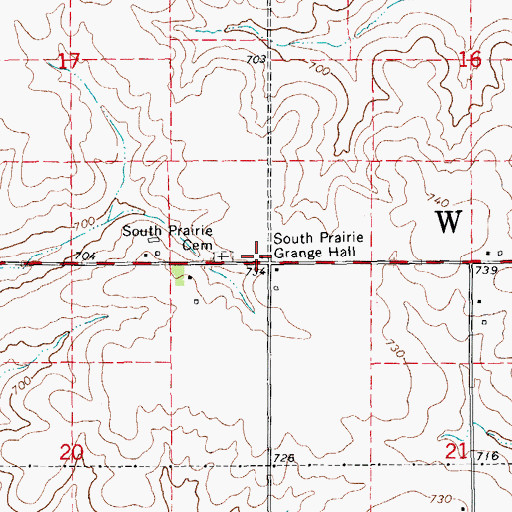 Topographic Map of South Prairie Grange Hall, IA