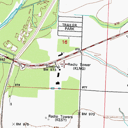 Topographic Map of KLNG-AM (Council Bluffs), IA