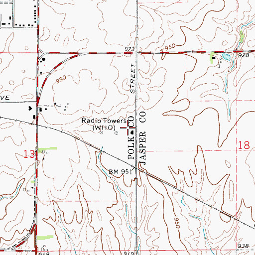 Topographic Map of WHO-AM (Des Moines), IA