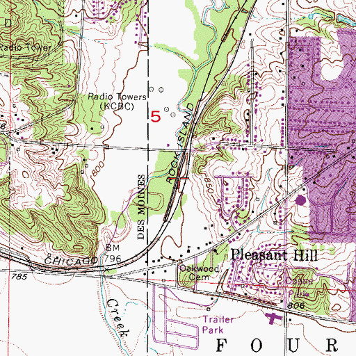 Topographic Map of KKSO-AM (Des Moines), IA