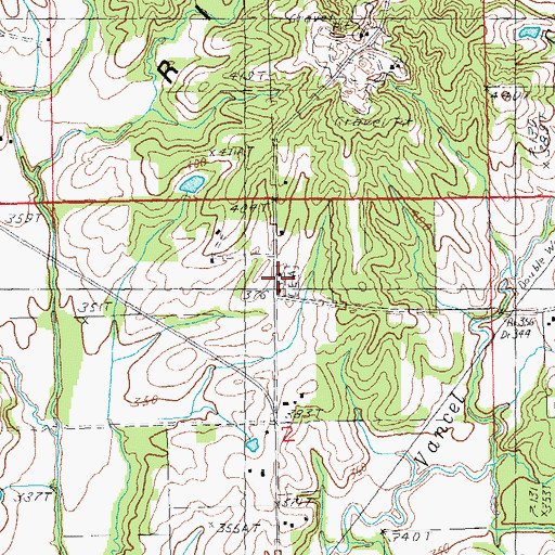 Topographic Map of Blooming Grove Church, AR