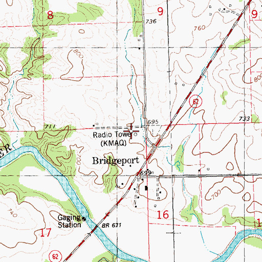 Topographic Map of KMAQ-AM (Maquoketa), IA