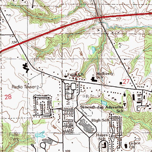 Topographic Map of KWPC-AM (Muscatine), IA