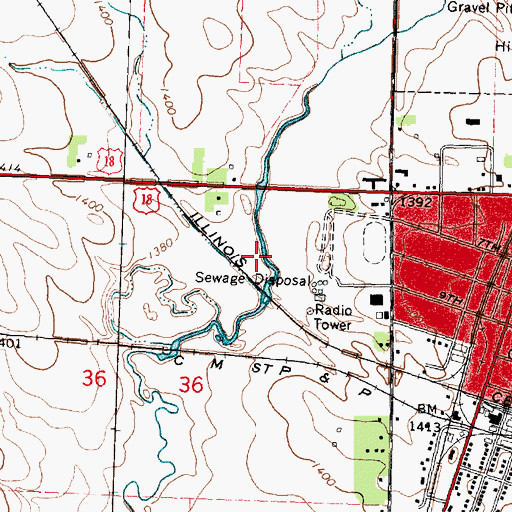 Topographic Map of KIWA-AM (Sheldon), IA