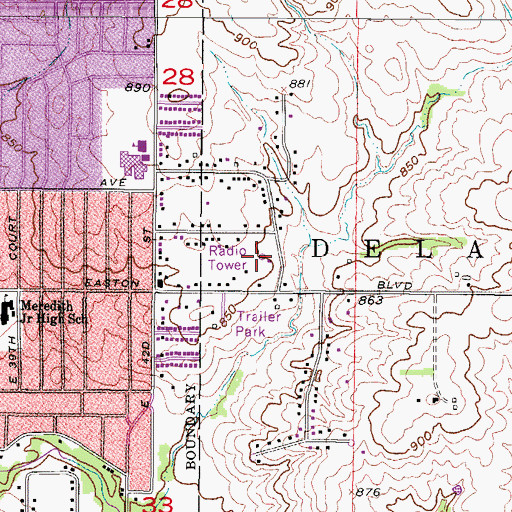 Topographic Map of KDFR-FM (Des Moines), IA