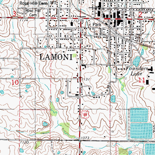 Topographic Map of KLAL-FM (Lamoni), IA