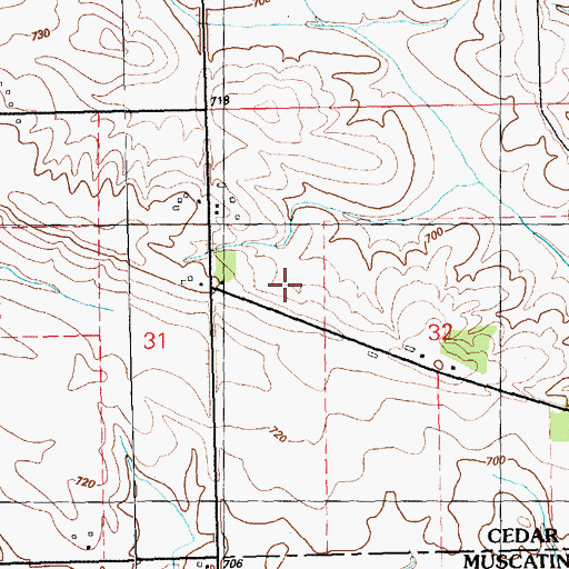 Topographic Map of KFMH-FM (Muscatine), IA