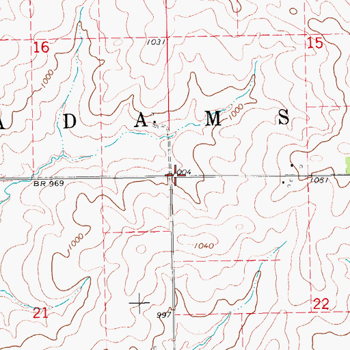 Topographic Map of Township of Adams, IA