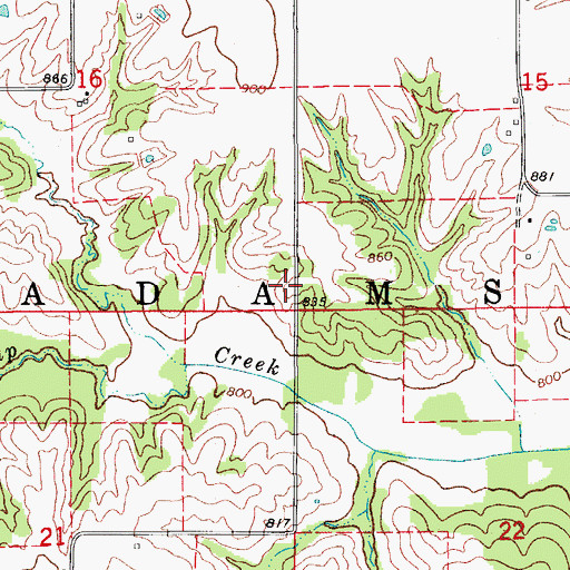 Topographic Map of Township of Adams, IA