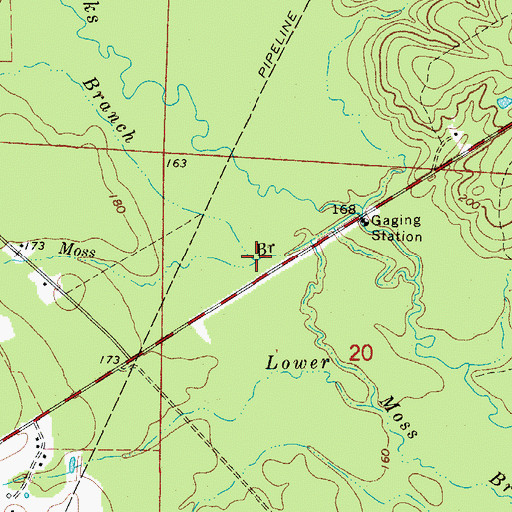 Topographic Map of Blue Branch, AR
