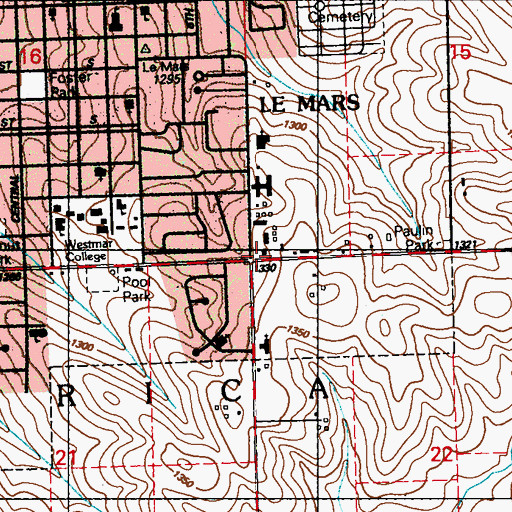 Topographic Map of Township of America, IA