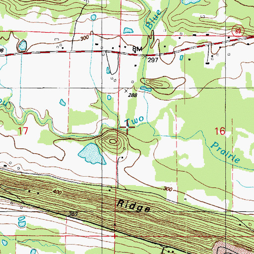 Topographic Map of Blue Branch, AR