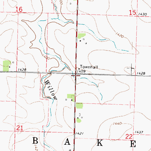 Topographic Map of Township of Baker, IA