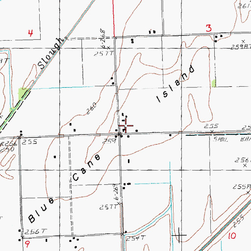 Topographic Map of Blue Cane Chapel, AR