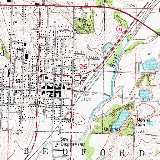 Topographic Map of Township of Bedford, IA