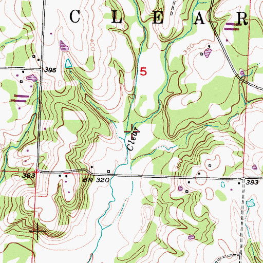 Topographic Map of Blue Creek, AR