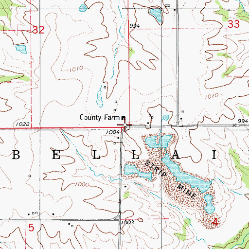 Topographic Map of Township of Bellair, IA