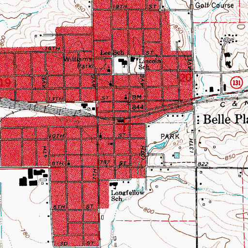 Topographic Map of City of Belle Plaine, IA