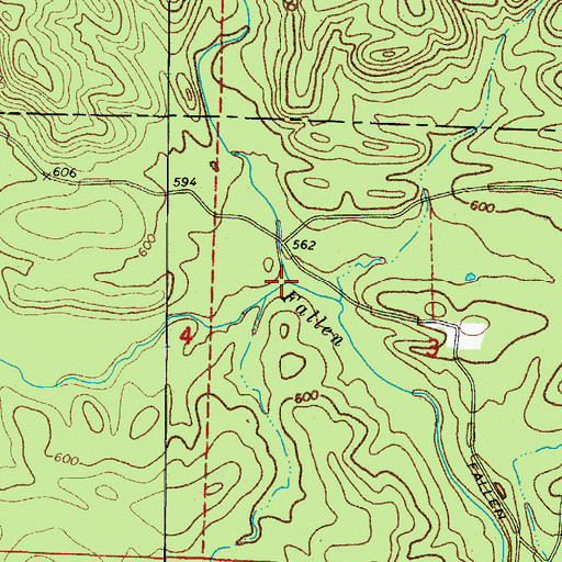 Topographic Map of Blue Creek, AR