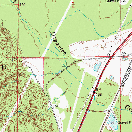 Topographic Map of Blue Creek, AR