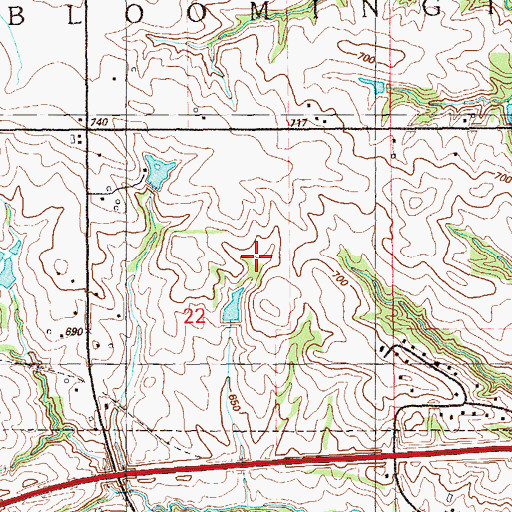 Topographic Map of Township of Bloomington, IA