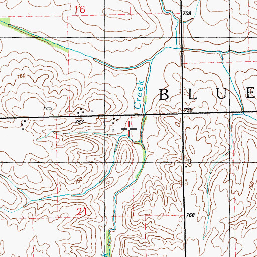 Topographic Map of Township of Blue Grass, IA