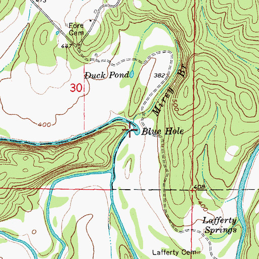 Topographic Map of Blue Hole, AR