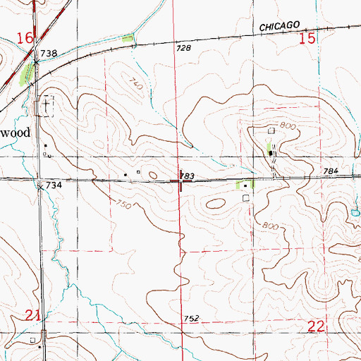 Topographic Map of Township of Brookfield, IA