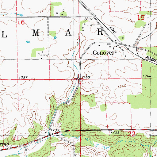 Topographic Map of Township of Calmar, IA