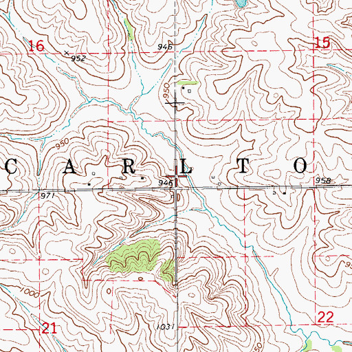 Topographic Map of Township of Carlton, IA