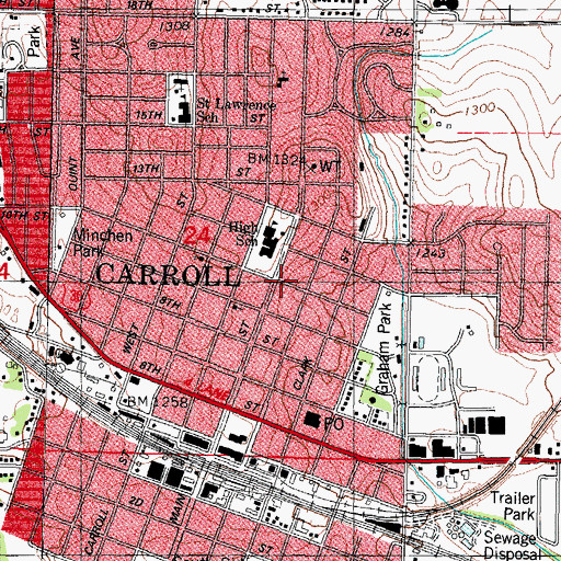 Topographic Map of City of Carroll, IA