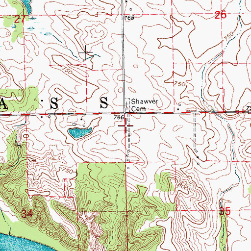 Topographic Map of Township of Cass, IA
