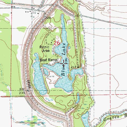 Topographic Map of Blue Lake, AR