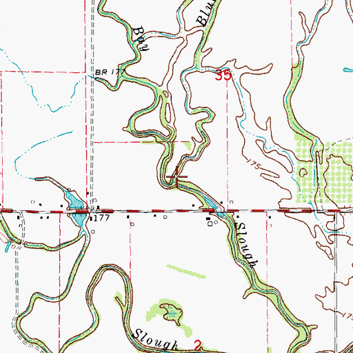 Topographic Map of Blue Lake Slough, AR