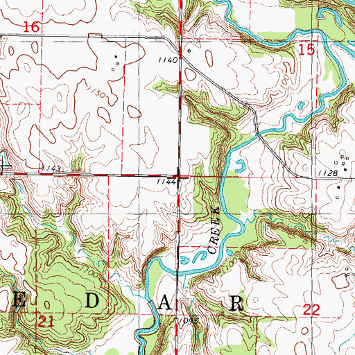 Topographic Map of Township of Cedar, IA