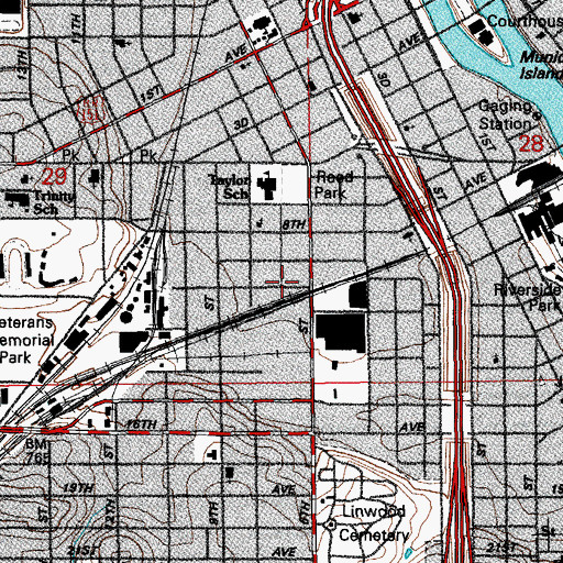 Topographic Map of City of Cedar Rapids, IA