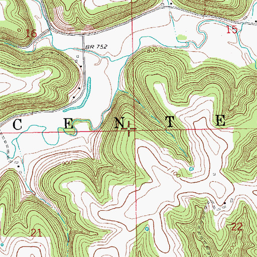 Topographic Map of Township of Center, IA