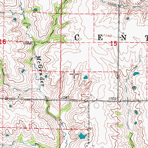 Topographic Map of Township of Center, IA