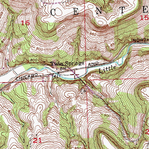 Topographic Map of Township of Center, IA