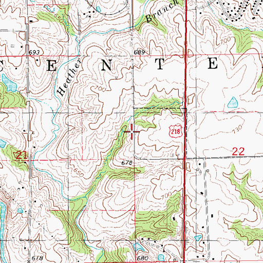Topographic Map of Township of Center, IA