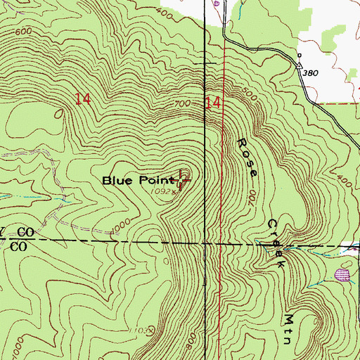 Topographic Map of Blue Point, AR