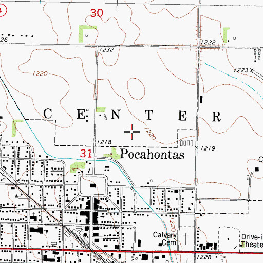 Topographic Map of Township of Center, IA