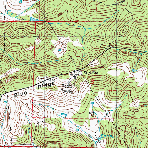 Topographic Map of Blue Ridge, AR