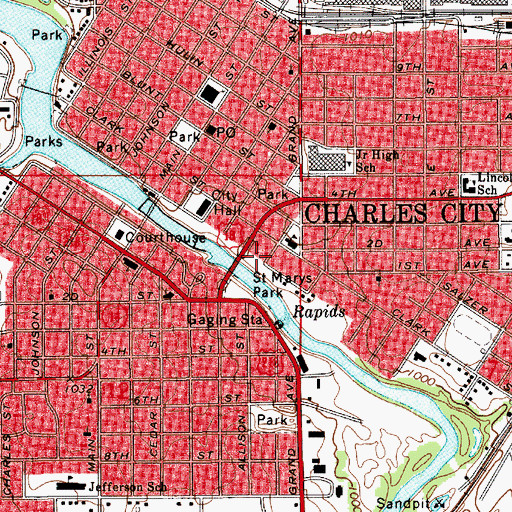 Topographic Map of City of Charles City, IA