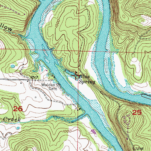 Topographic Map of Blue Spring, AR