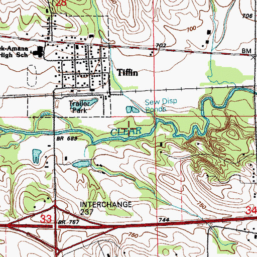Topographic Map of Township of Clear Creek, IA