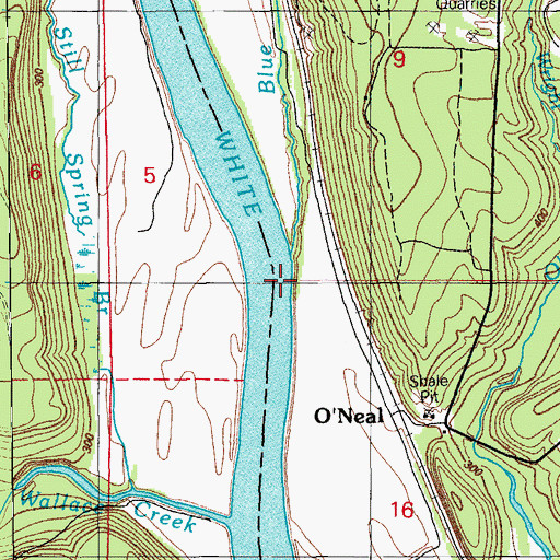 Topographic Map of Blue Spring Branch, AR